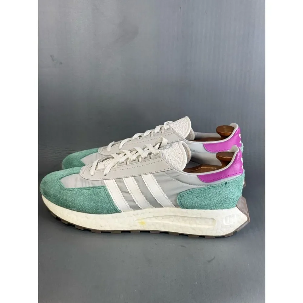 adidas Retropy E5 Grey Collegiate Green Purple athletic sneaker shoes men’s 13
